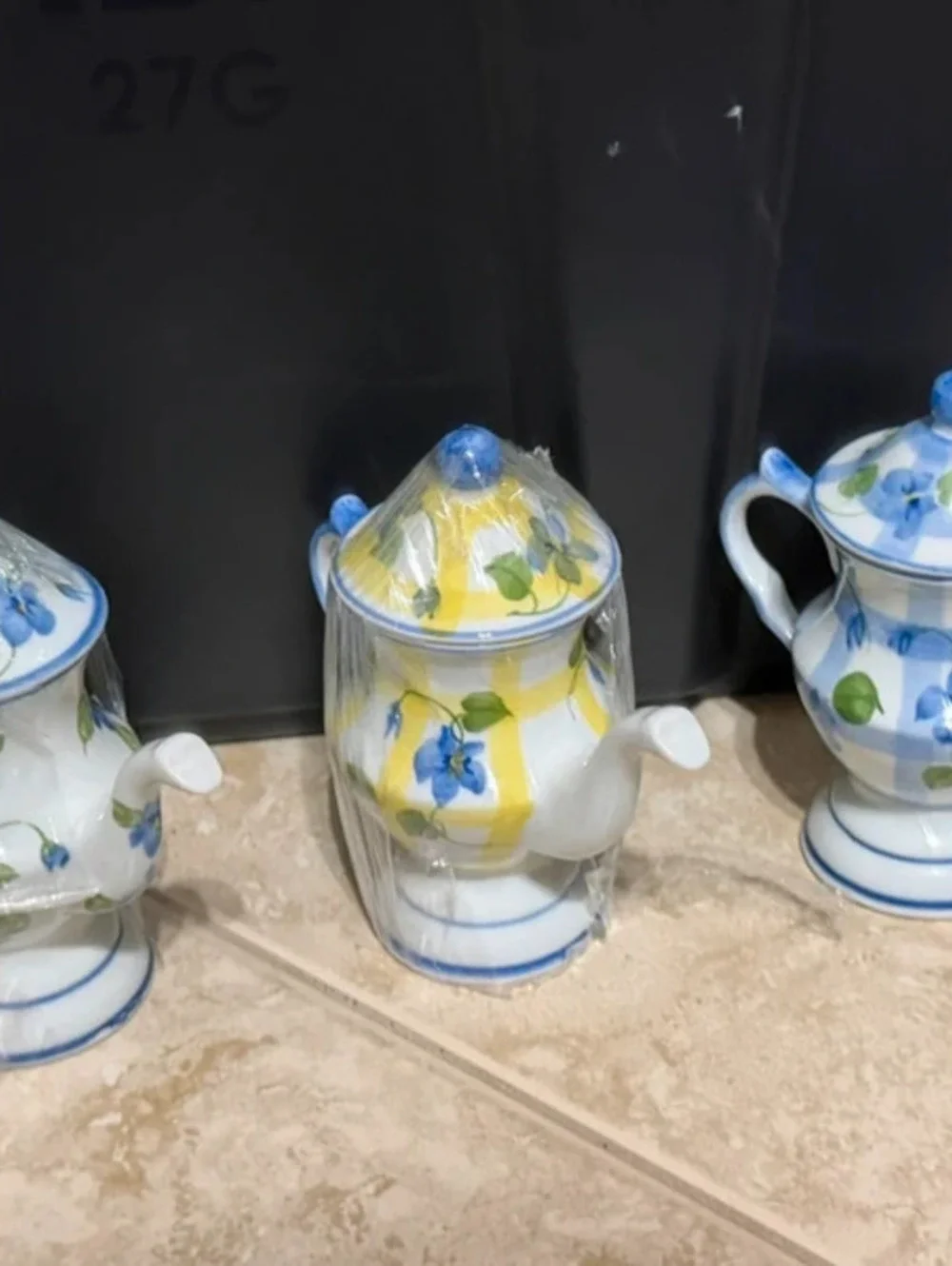 Andrea by Sadek Miniature Porcelain Teapots Set of 3
